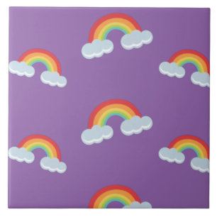Cute Rainbow med Clouds Mönster Kakelplatta