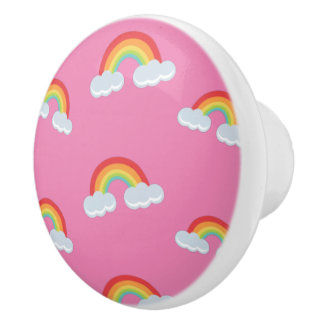 Cute Rainbow med Clouds Mönster Knopp