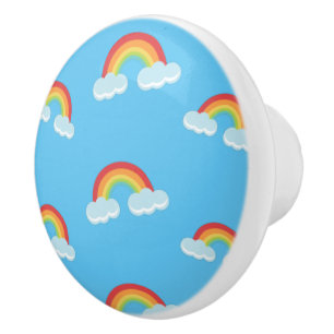 Cute Rainbow med Clouds Mönster Knopp