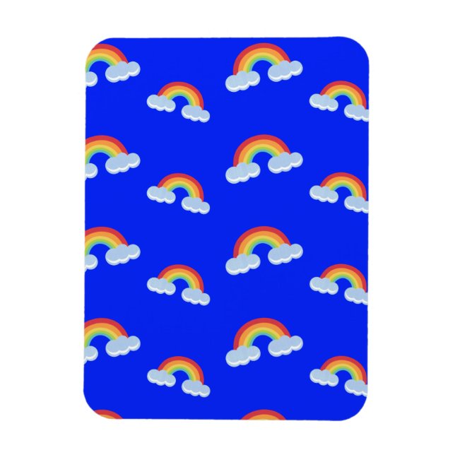 Cute Rainbow med Clouds Mönster Magnet (Vertikal)