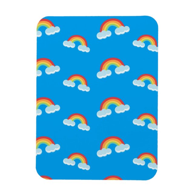 Cute Rainbow med Clouds Mönster Magnet (Vertikal)