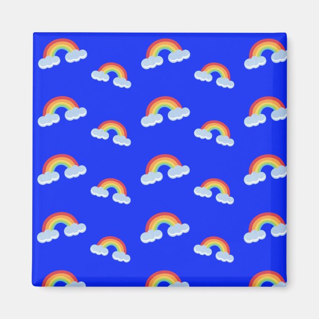Cute Rainbow med Clouds Mönster Magnet (Framsidan)