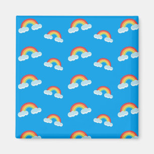 Cute Rainbow med Clouds Mönster Magnet