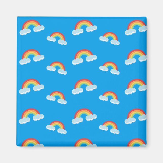 Cute Rainbow med Clouds Mönster Magnet (Framsidan)