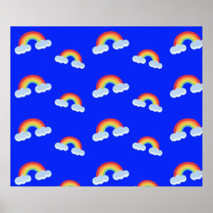 Cute Rainbow med Clouds Mönster Poster