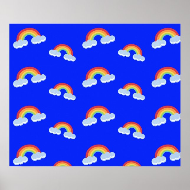 Cute Rainbow med Clouds Mönster Poster (Framsidan)