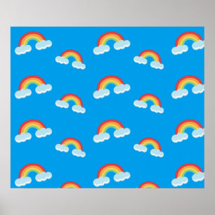 Cute Rainbow med Clouds Mönster Poster