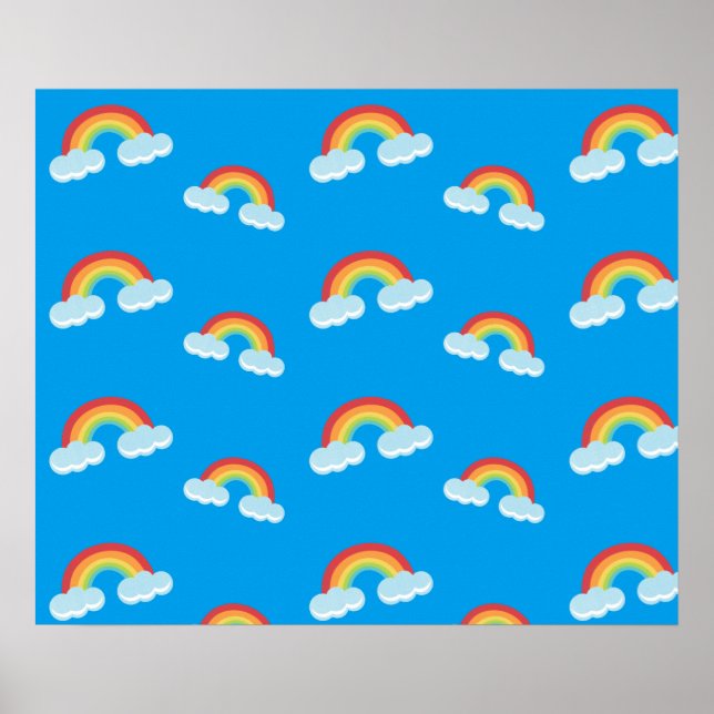 Cute Rainbow med Clouds Mönster Poster (Framsidan)