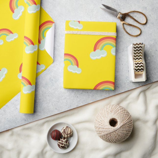 Cute Rainbow med Clouds Mönster Presentpapper (Hantverk)