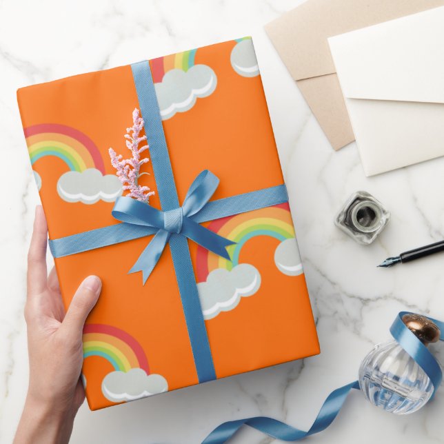 Cute Rainbow med Clouds Mönster Presentpapper (Gåvor)