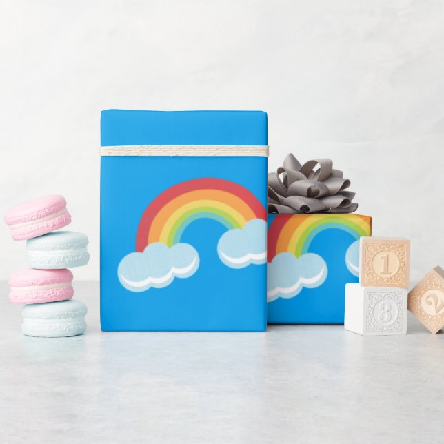 Cute Rainbow med Clouds Mönster Presentpapper (Baby Shower)