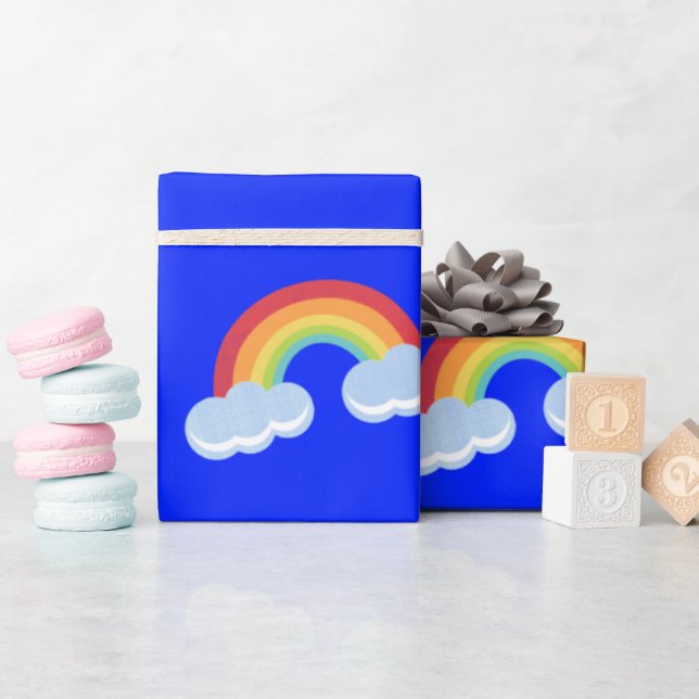 Cute Rainbow med Clouds Mönster Presentpapper (Baby Shower)