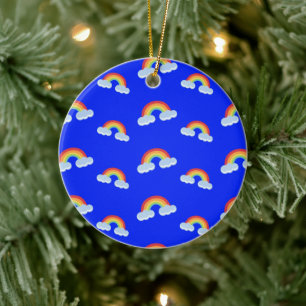 Cute Rainbow med moln Mönster Julgransprydnad Keramik