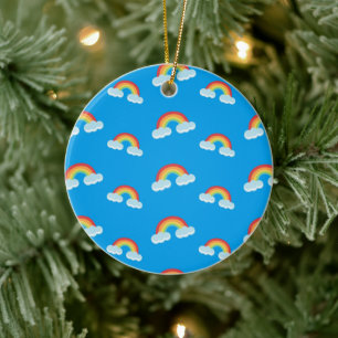 Cute Rainbow med moln Mönster Julgransprydnad Keramik