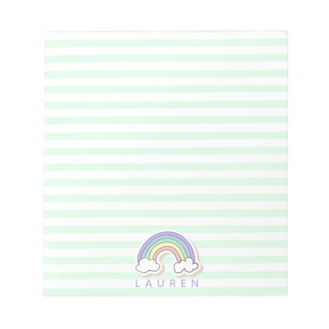 Cute Rainbow - Mint Grönt Stripe Kids' Anteckningsblock (Framsida)