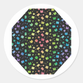 Cute Rainbow och Black Bok och Reading Mönster Runt Klistermärke