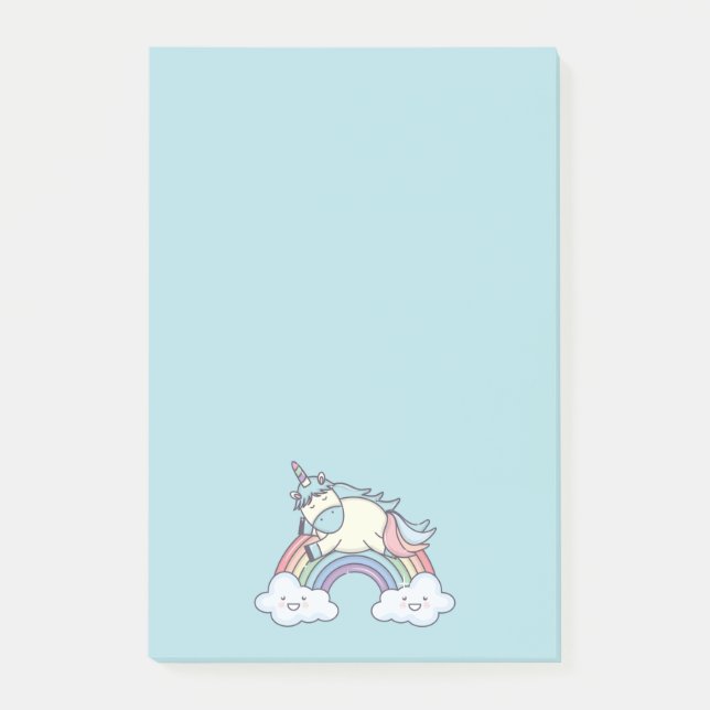 Cute Rainbow och Unicorn Post-it Block (Framsida)