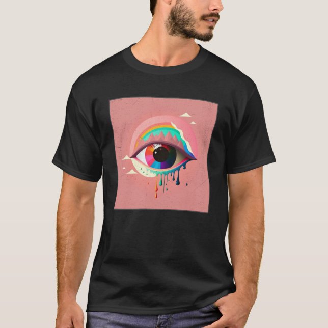 Cute Rainbow Öga Illustration Colorful Tårar Uniqu T Shirt (Framsida)
