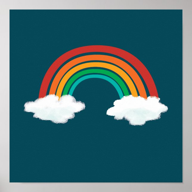 Cute Rainbow on Clouds Mönster - sommargåvor Poster (Framsidan)
