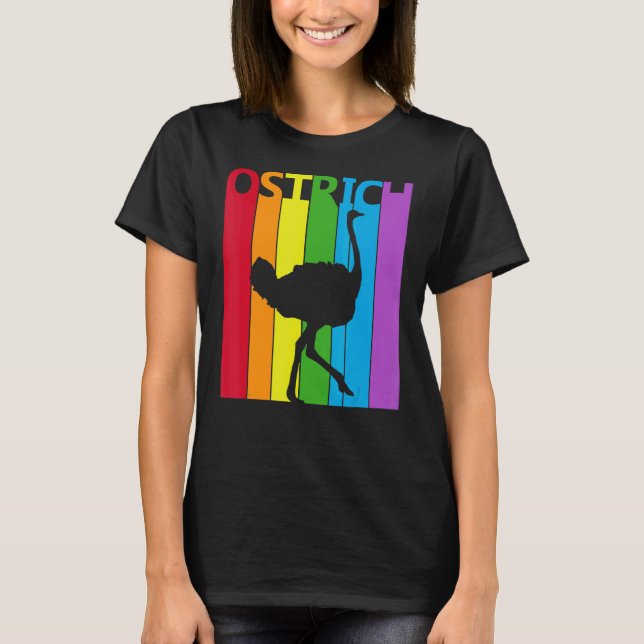 Cute Rainbow Ostrich T Shirt (Framsida)