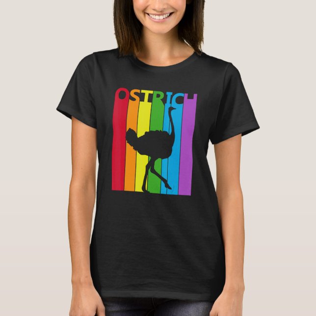 Cute Rainbow Ostrich T Shirt (Framsida)
