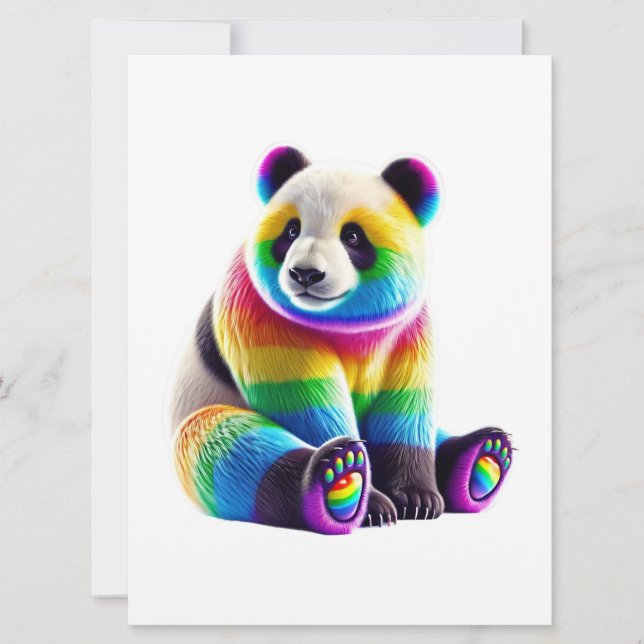 Cute Rainbow Panda Kort (Framsida)