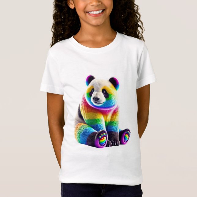Cute Rainbow Panda T Shirt (Framsida)
