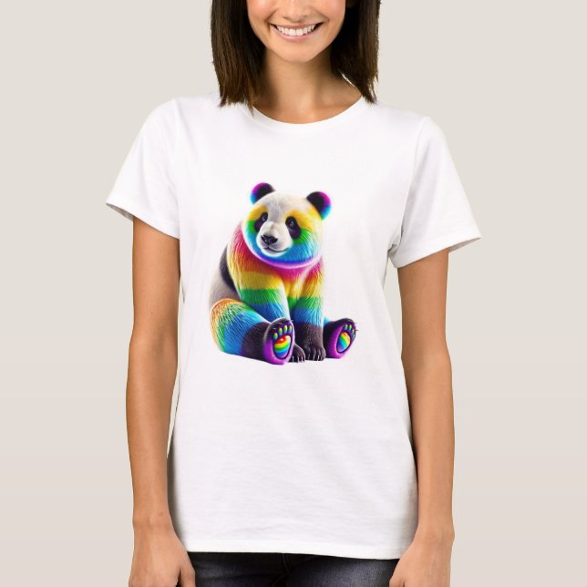 Cute Rainbow Panda T Shirt (Framsida)