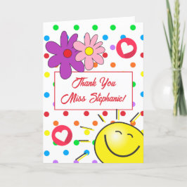 Cute Rainbow Polka Dot Sunshine Teacher Tack Kort