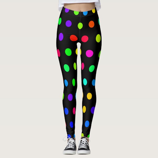Cute Rainbow Polka dots Mönster Leggings (Framsida)