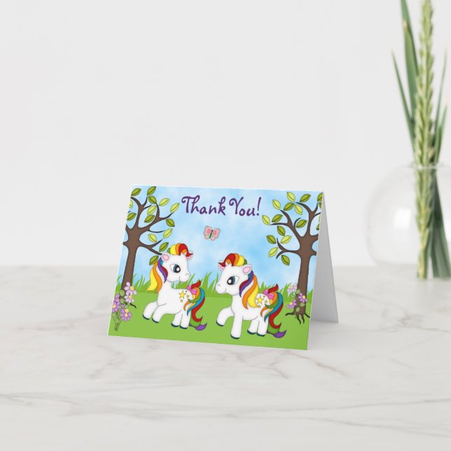 Cute Rainbow Ponies Horse, tack. Cards Tack Kort (Framsida)