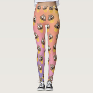 Cute Rainbow Poop Emoji Ice Cream Cone Mönster Leggings