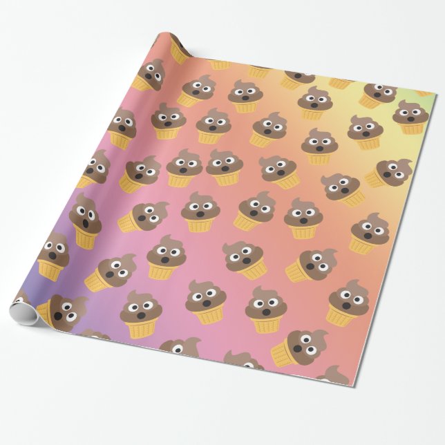 Cute Rainbow Poop Emoji Ice Cream Cone Mönster Presentpapper (Utrullad)