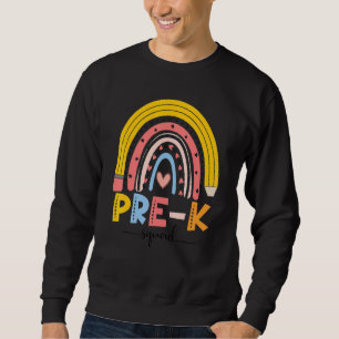 Cute Rainbow preK Squad Lärare första Scho-dagen Lång Ärmad Tröja