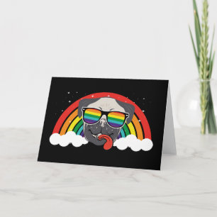 Cute Rainbow Pug Kort