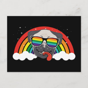Cute Rainbow Pug Vykort