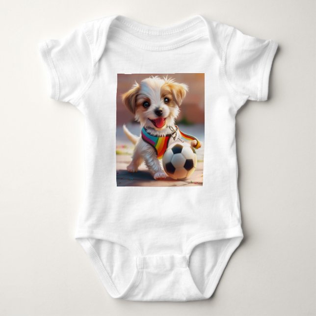Cute Rainbow Puppy Digital Art T Shirt (Framsida)