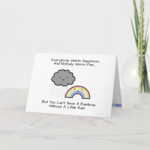 Cute Rainbow Rain Cloud Happote Quote Kort