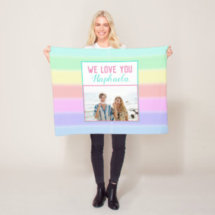 Cute Rainbow Rand Anpassningsbar Photo and Namn Fleecefilt
