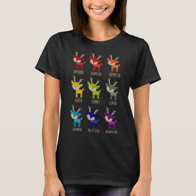 Cute Rainbow Reindeer tar itu med jul T Shirt (Framsida)