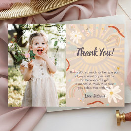Cute Rainbow Rosa Birday Tack you Card Inbjudningar