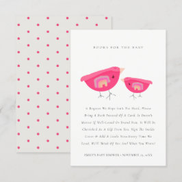 Cute Rainbow Rosa Birdy Bokar for Baby Shower Tilläggskort