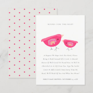 Cute Rainbow Rosa Birdy Bokar for Baby Shower Tilläggskort