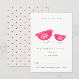 Cute Rainbow Rosa Birdy Diaper Raffle Baby Shower Tilläggskort