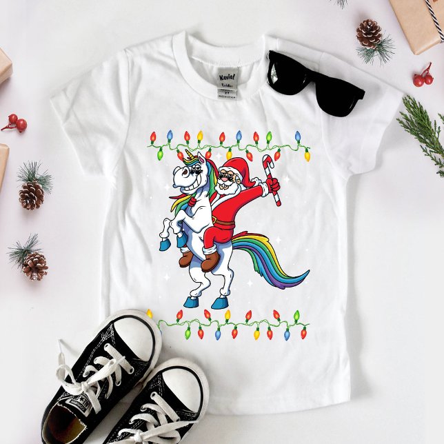 Cute Rainbow Santa Riding Unicorn T Shirt (Skapare uppladdad)