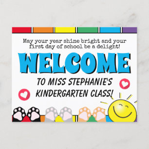 Cute Rainbow Shine Bright Välkommen till klass Vykort