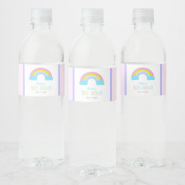 Cute Rainbow Shower Bright Soft Pastel färg Vattenflaska Etikett