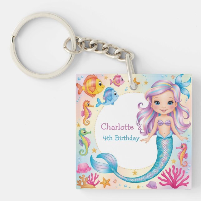 Cute Rainbow sjöjungfru fish seahorse Birthday (Framsidan)