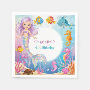 Cute Rainbow sjöjungfru fish seahorse Birthday Pappersservett