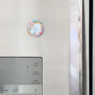 Cute Rainbow sjöjungfru fish seahorse star Birthda Magnet